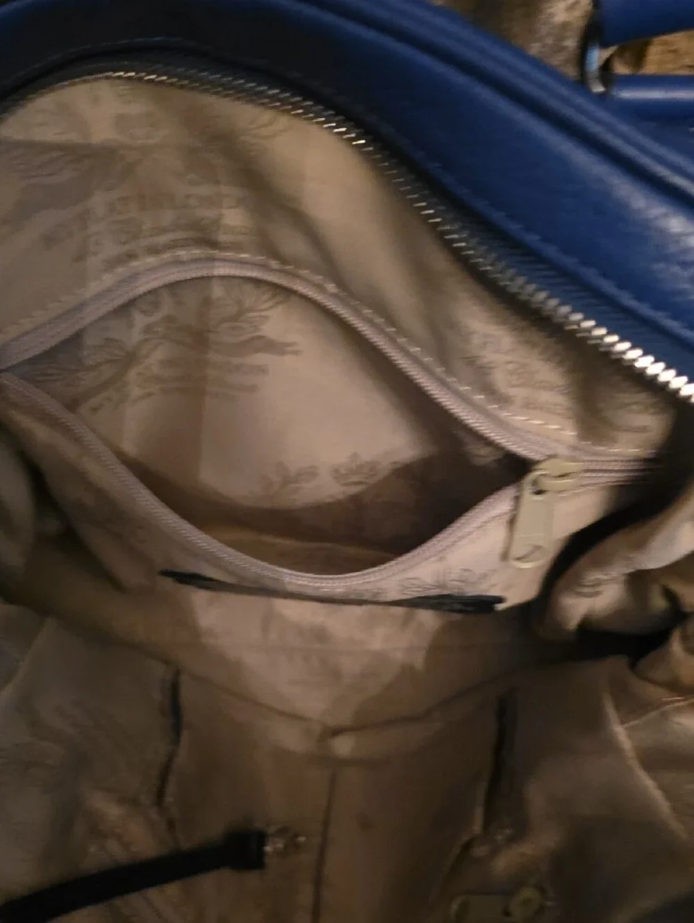 My Flat in London Cobalt Blue Pebbled Leather Tote